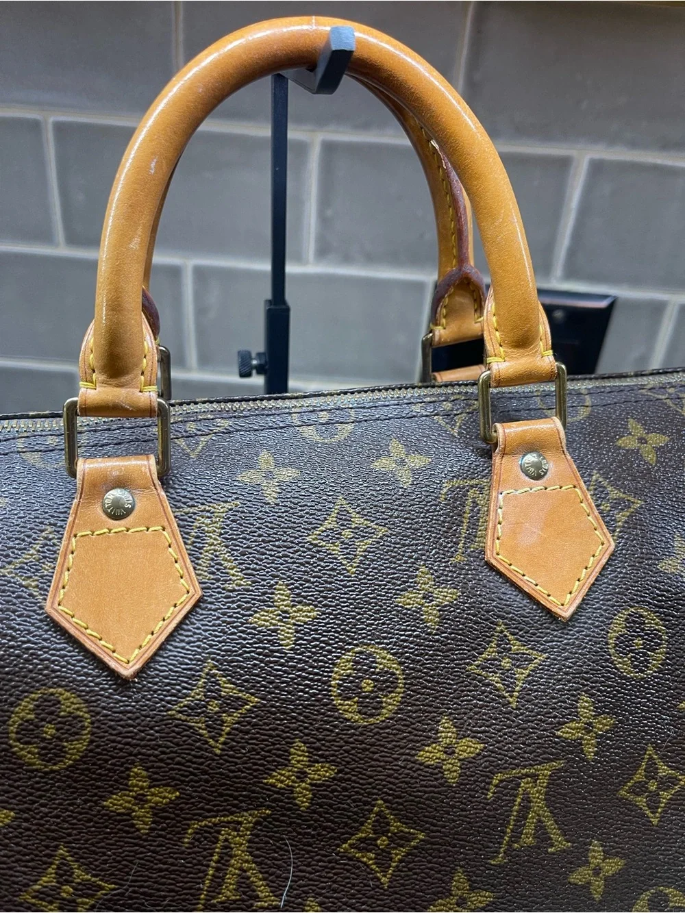 Louis Vuitton Speedy 35 Monogram Canvas Duffel with Vachetta Leather Handles